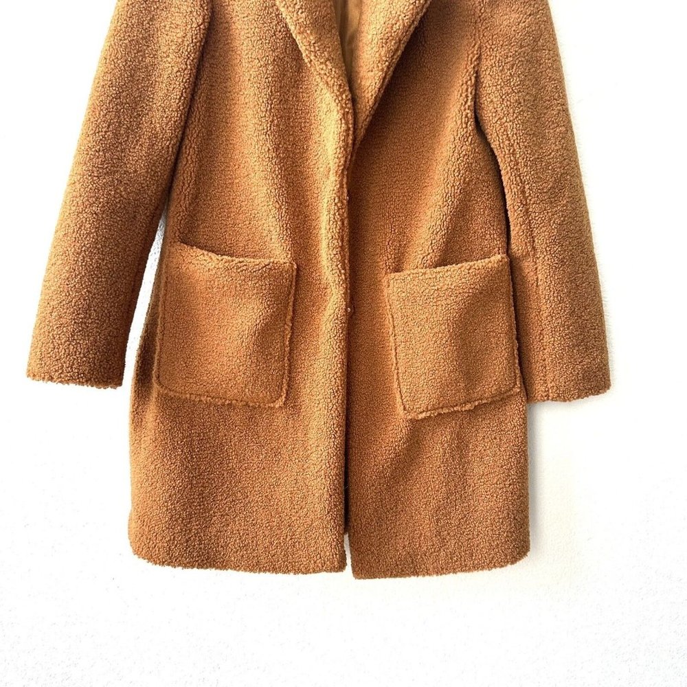 FRENCH CONNECTION Notch Collar Faux Fur Teddy Coat Size M - Picture 6 of 11